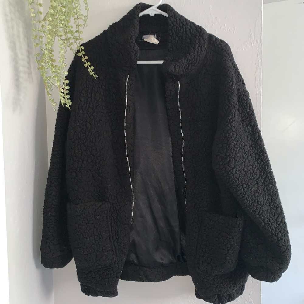 Black Teddy Bear Fleece Jacket